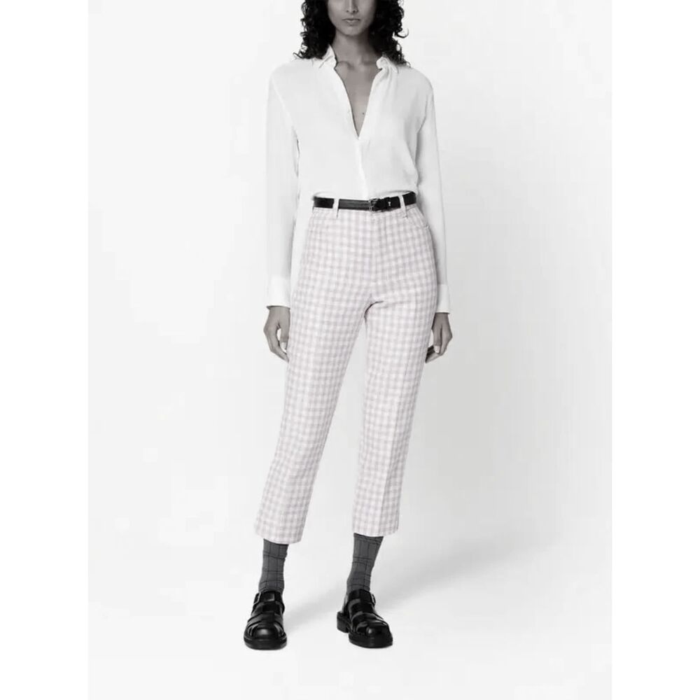 Ami Paris Gingham Check Cropped Wool Trouser Pants
